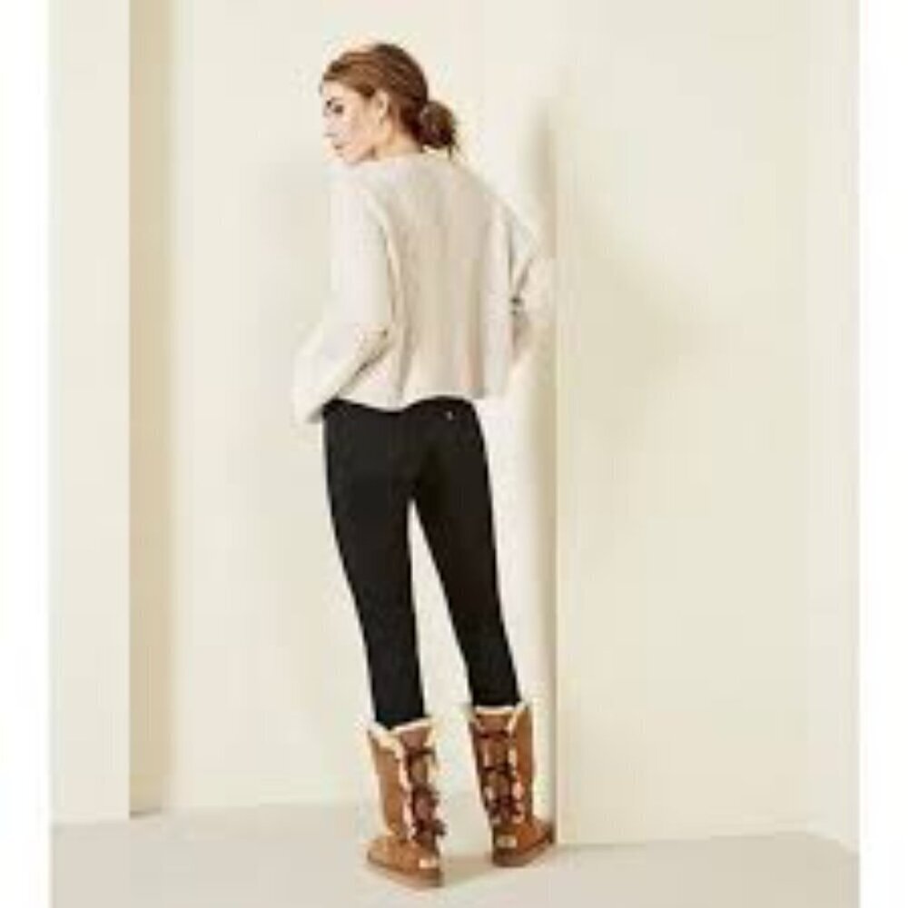 UGG Bailey Bow II Tall Brown Suede Mid-Calf Boots with Sheepskin Lining Size 8